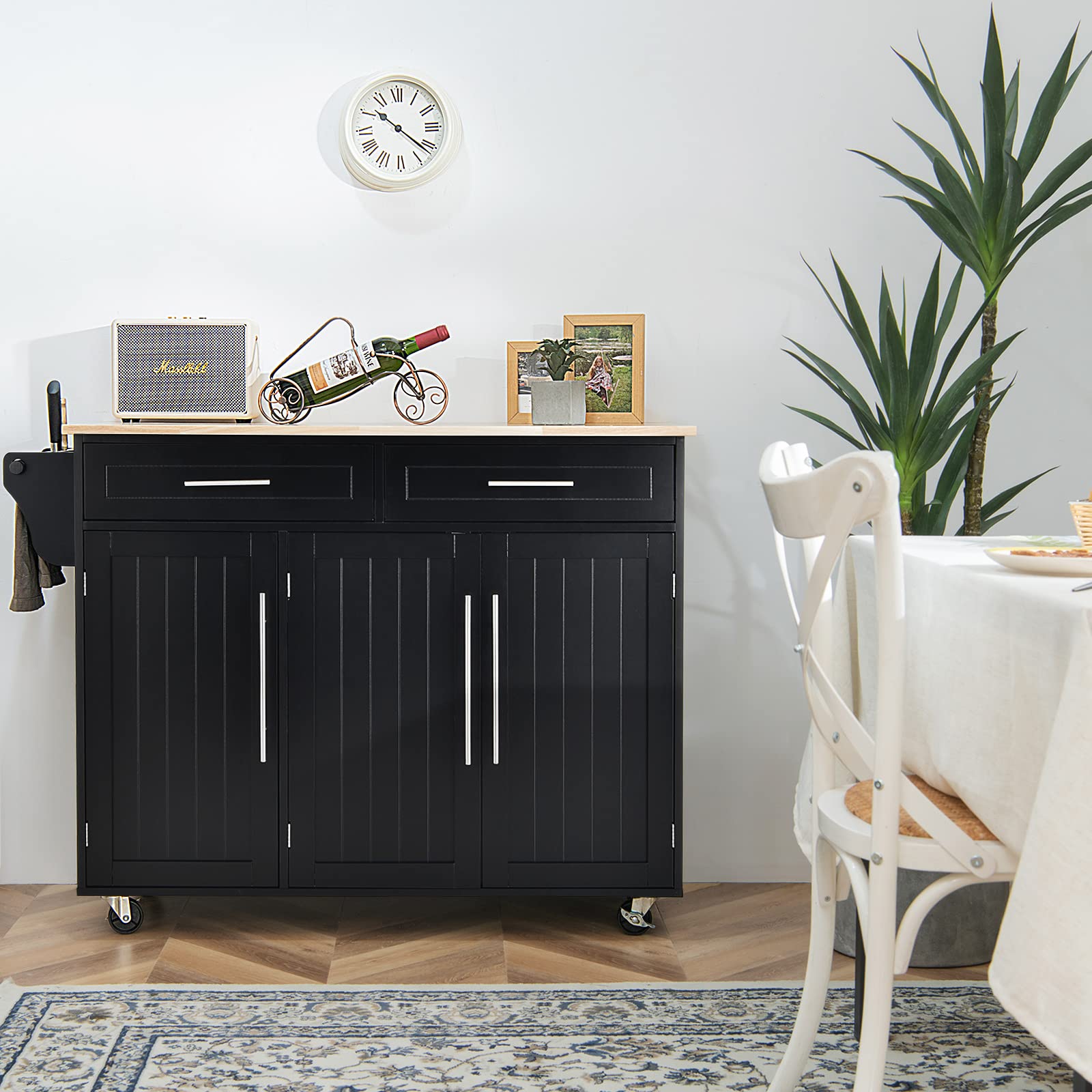 Giantex Kitchen Island Cart , 2 Drawers, 3 Door Cabinet