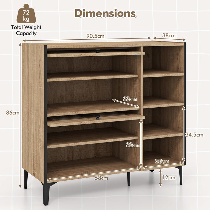 Giantex Shoe Cabinet with Flip & Slide Doors, Shoe Storage Cabinet with Adjustable Cube Shelves(Louvered Doors)