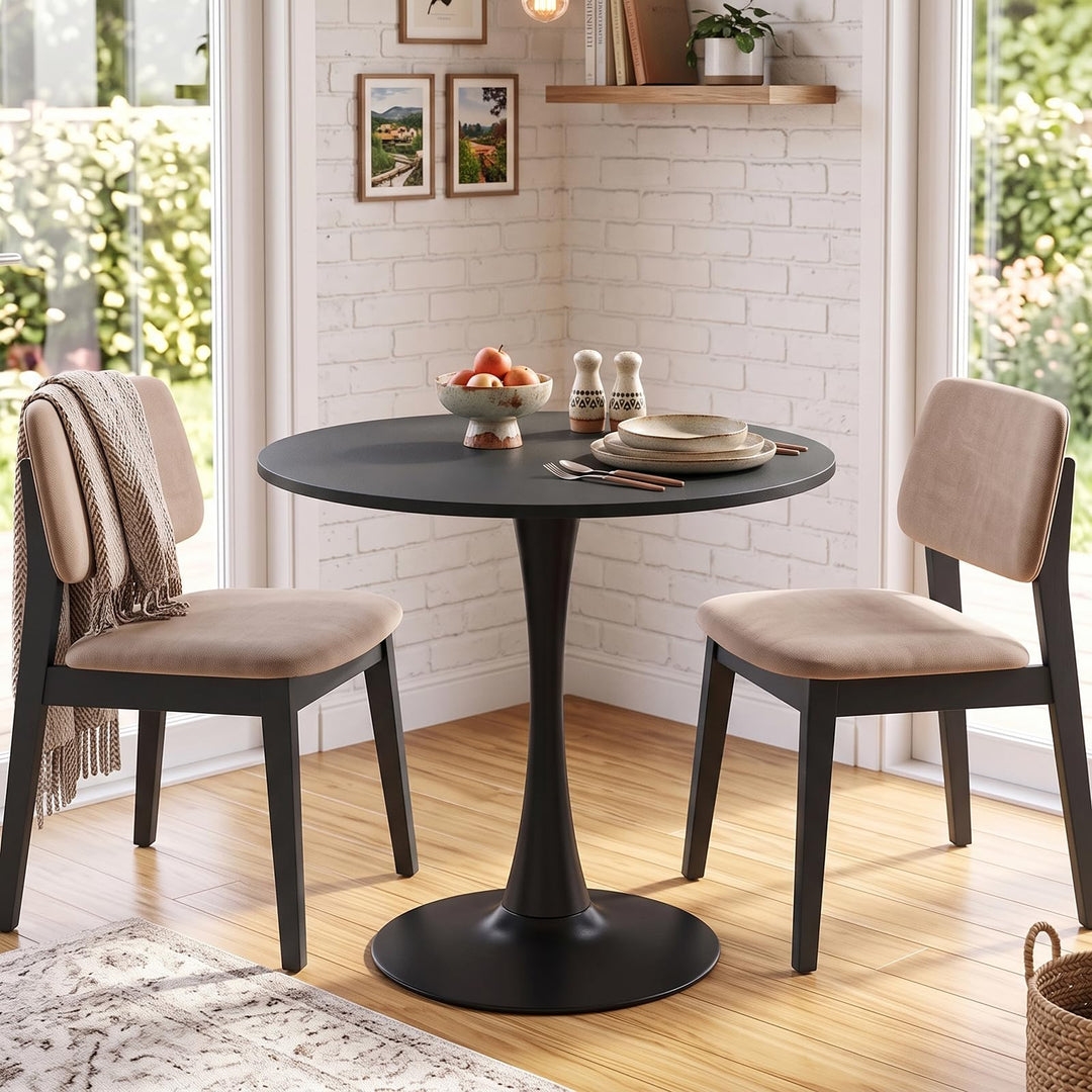31.5-Inch Tulip Table for 2-4 with Thickened Table and Metal Pedestal for Small Spaces