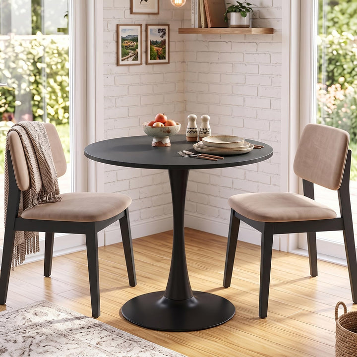 31.5-Inch Tulip Table for 2-4 with Thickened Table and Metal Pedestal for Small Spaces