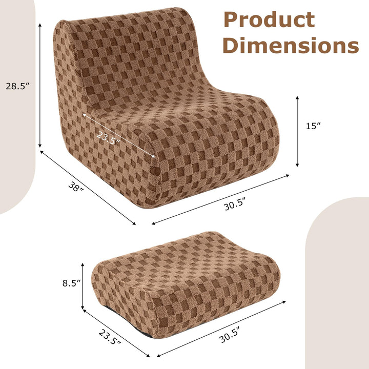 Giantex Bean Bag Chair with Ottoman Comfy Lazy Sofa Chair with One-Piece Foam Filling