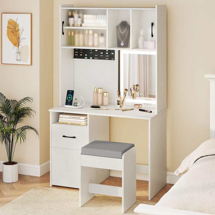 CHARMAID 67" LED Vanity Desk with Lighted Mirror