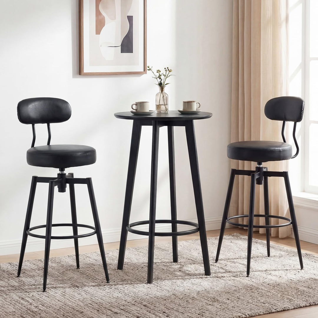 Giantex Swivel Barstools Set of 2/4 Faux Leather 31 Inch Bar Height Stools w/Upholstered Seat &amp; Back