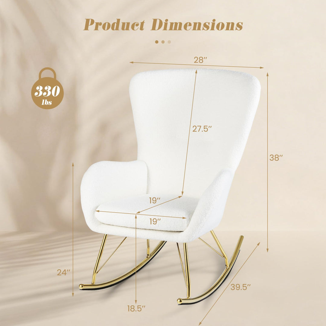 Giantex Rocking Chair Nursery Upholstered Glider Rocker w/Curved Backrest & Armrests