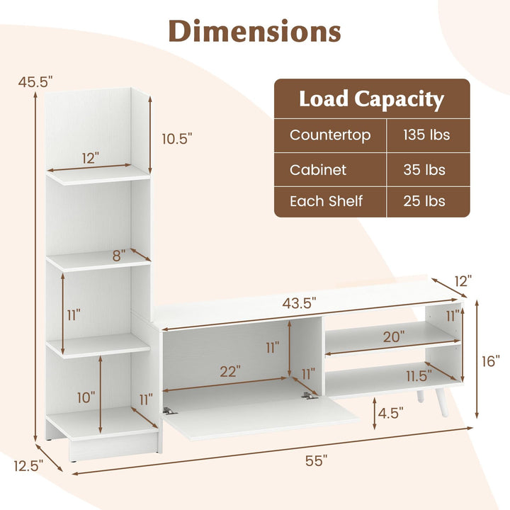 Giantex Book Shelf TV Stand L-Shaped Entertainment Center with Storage & Adjustable Shelf