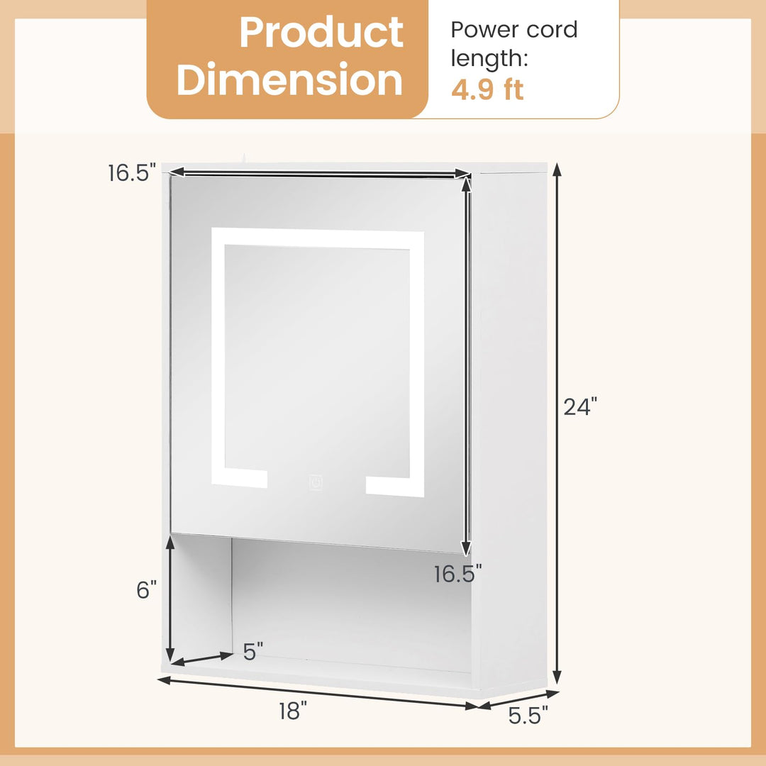 Giantex 24"x18" Medicine Cabinet with Mirror and Lights