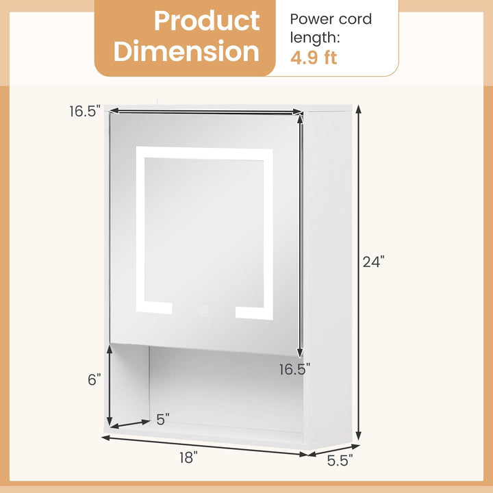 Giantex 24"x18" Medicine Cabinet with Mirror and Lights