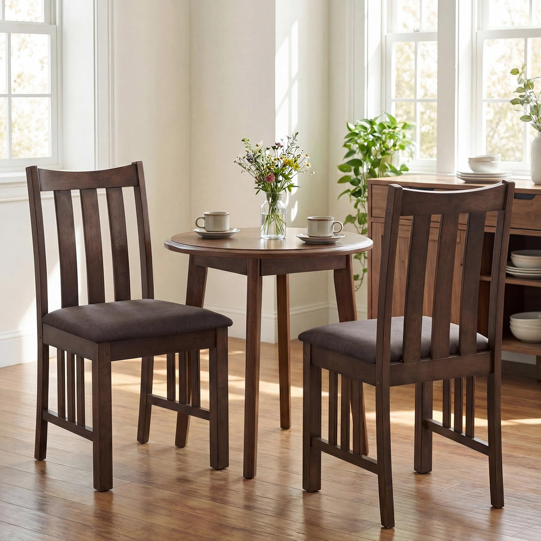 Giantex Rubber Wood Dining Chairs with Upholstered Cushioned Seat (2/4)