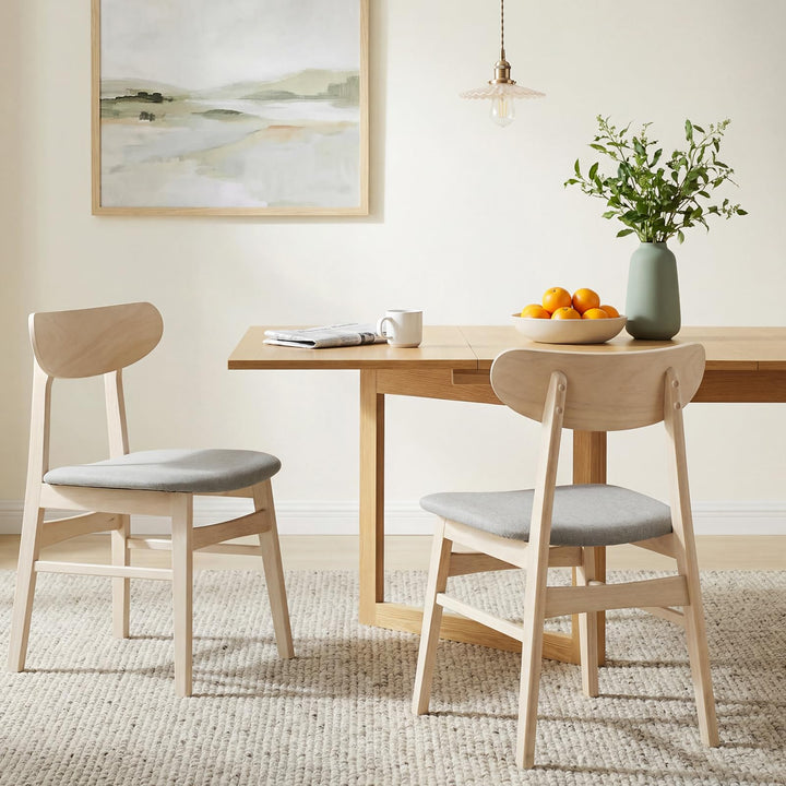 Giantex Wooden Dining Chairs Set of 2/4 Upholstered Kitchen Chairs with Rubber Wood Legs