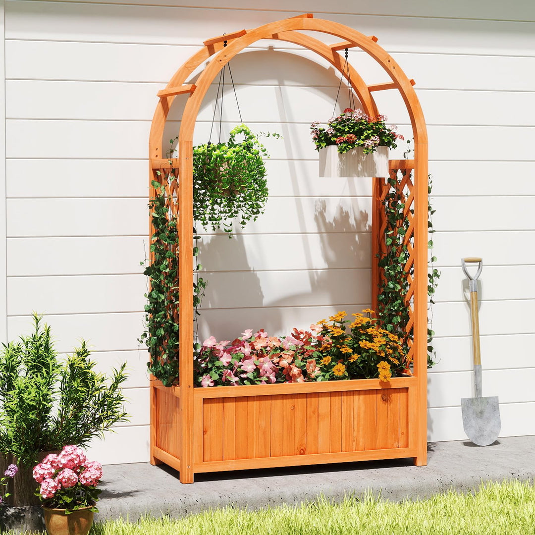 Giantex Raised Garden Bed with Arch Trellis