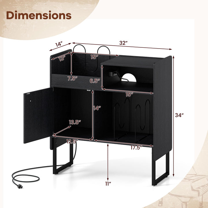 Giantex Record Player Stand with Open Shelf &amp; Cabinet Hold Up to 250 Albums