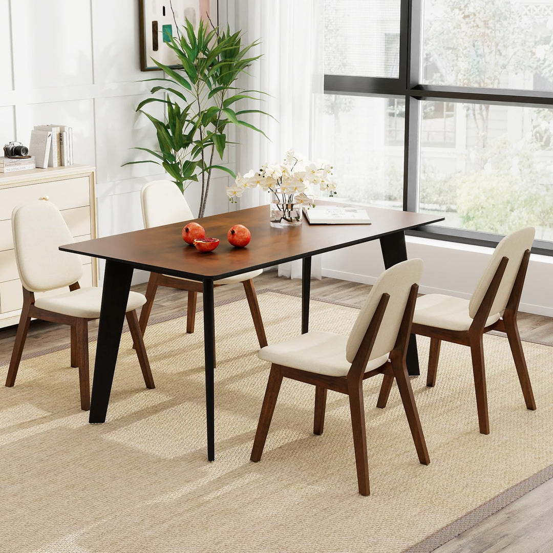 Giantex Wooden Dining Chair Set of 2/4 Mid-Century Modern Upholstered Side Armless Chair