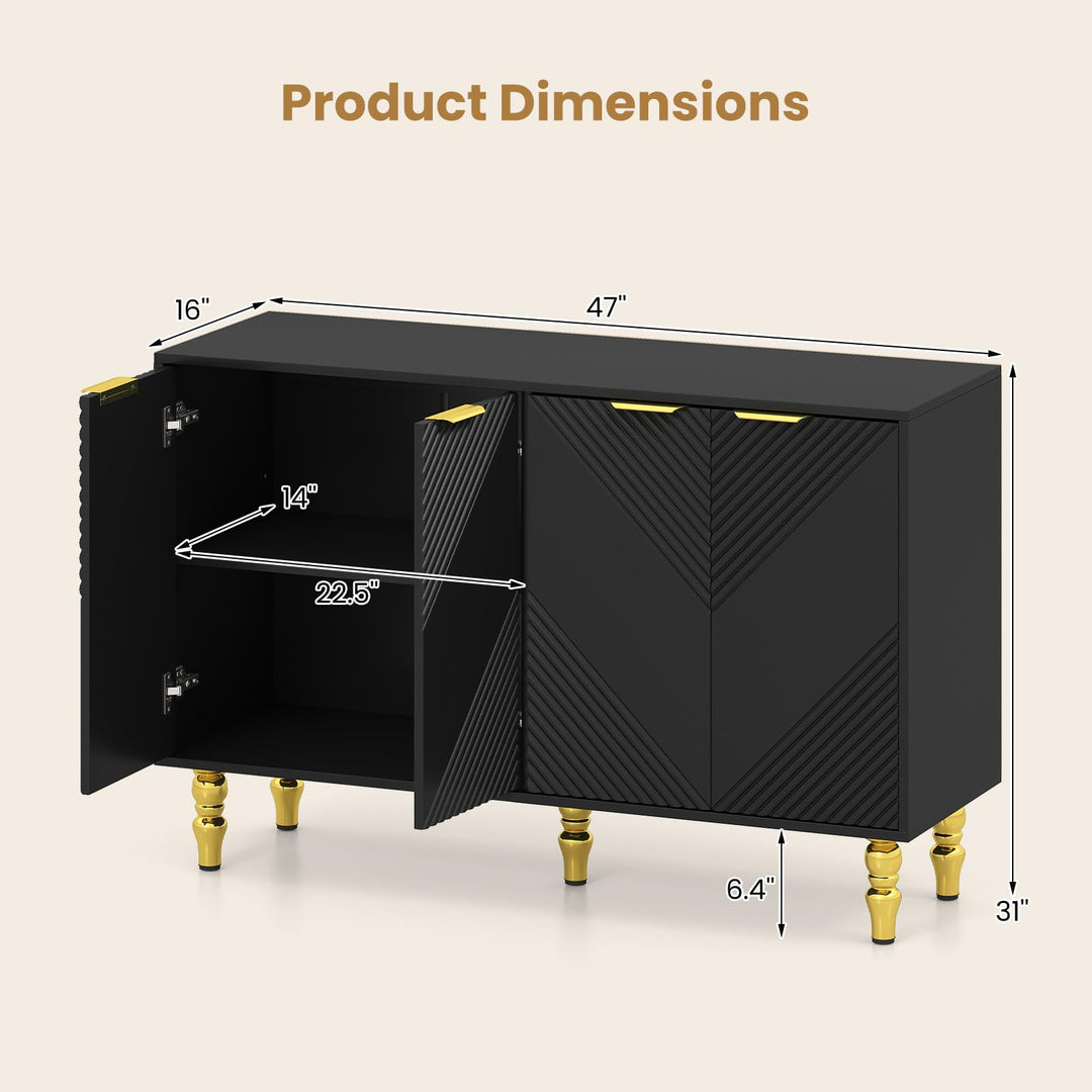 GIANTEX 47" Sideboard Buffet Cabinet with 4 Fluted Doors