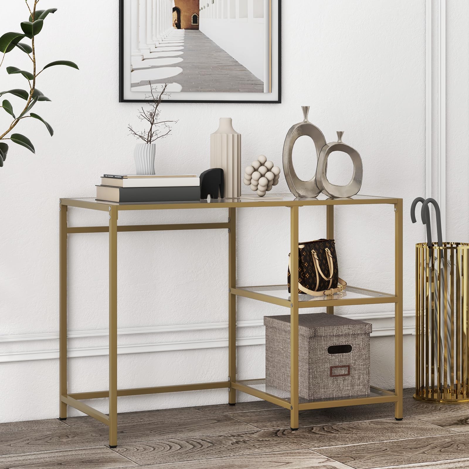 Giantex 42" Glass Entryway Console Table - Modern Entryway Table