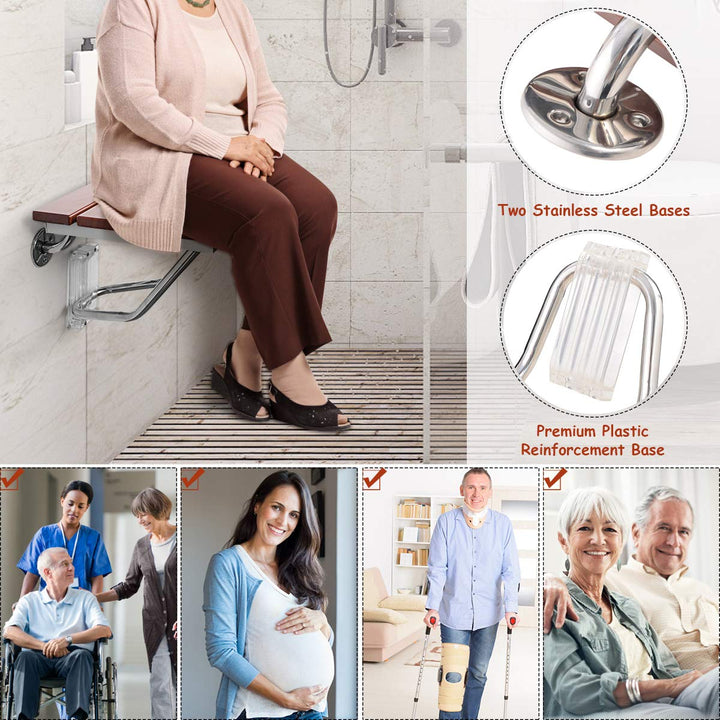 15" Folding Shower Seat Bench300lb Capacity for Senior