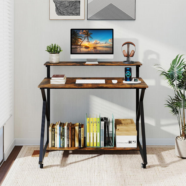 Giantex Rolling Computer Desk with Charging Station