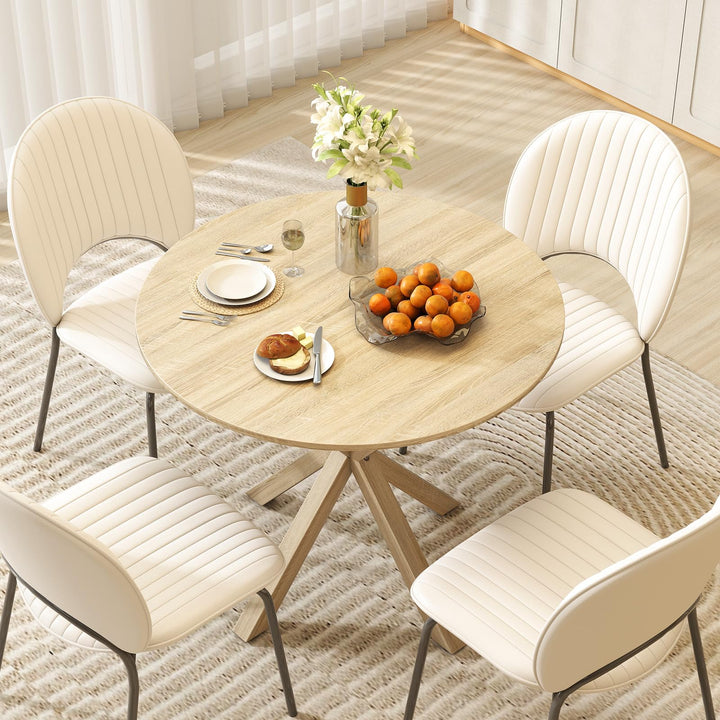 Giantex Farmhouse Kitchen Table with Rubber Wood Legs