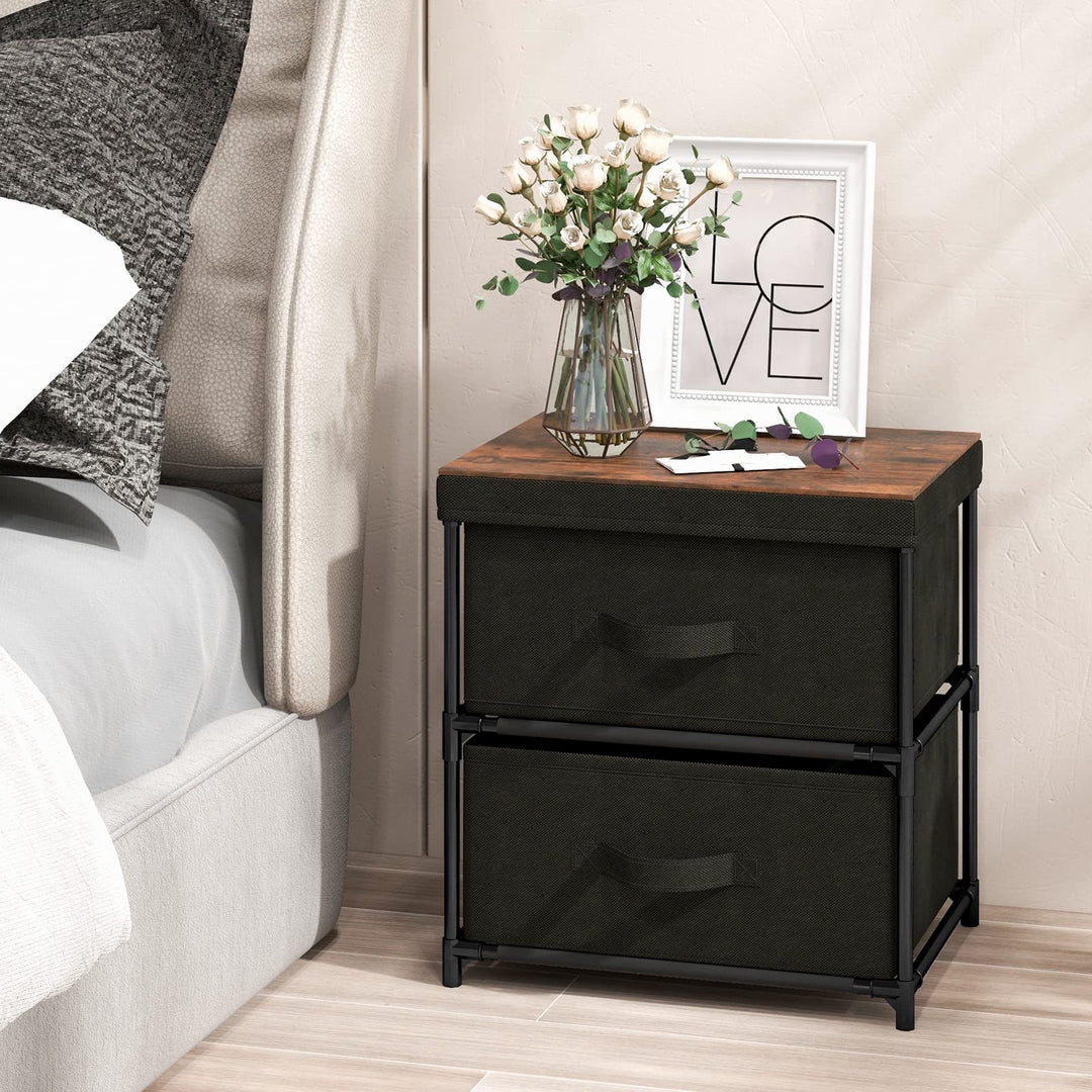 Giantex Nightstand Set of 2 with 2 Fabric Drawers