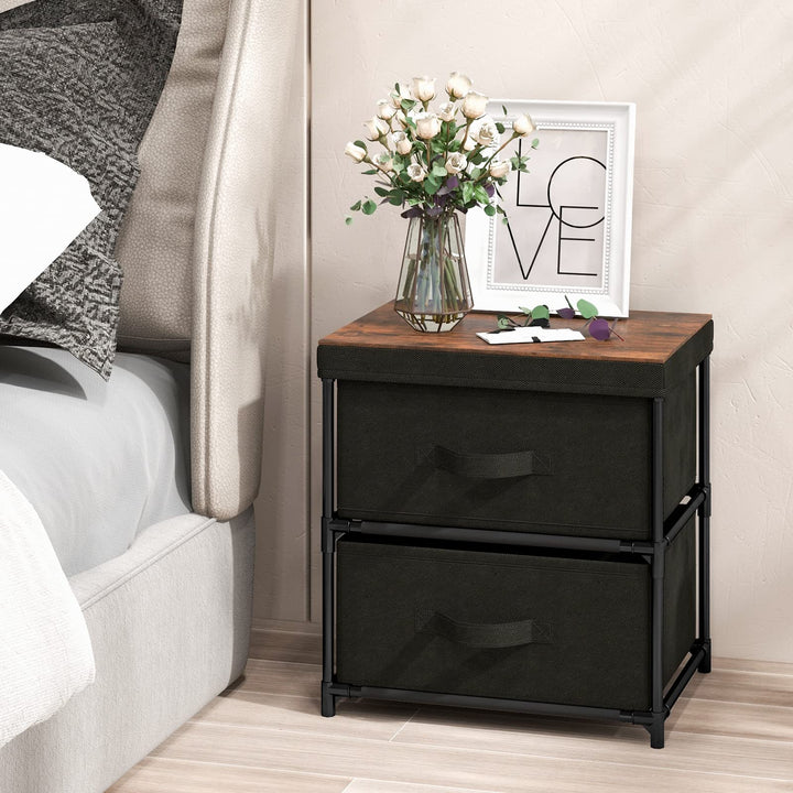 Giantex Nightstand Set of 2 with 2 Fabric Drawers