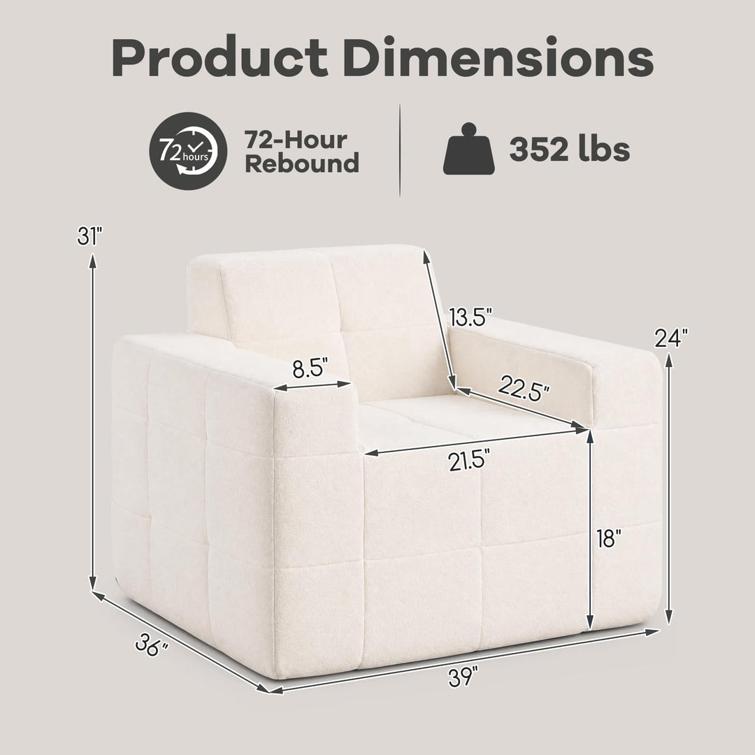 GIANTEX Boneless Single Sofa Chair with Terry Cloth Upholstery