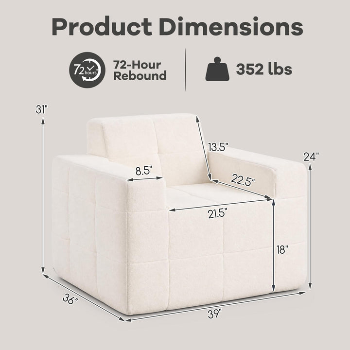 GIANTEX Boneless Single Sofa Chair with Terry Cloth Upholstery