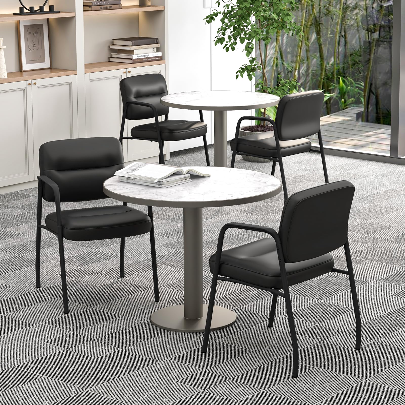 Giantex Waiting Room Chair Set - Upholstered Reception Chairs with Mixed PU Leather