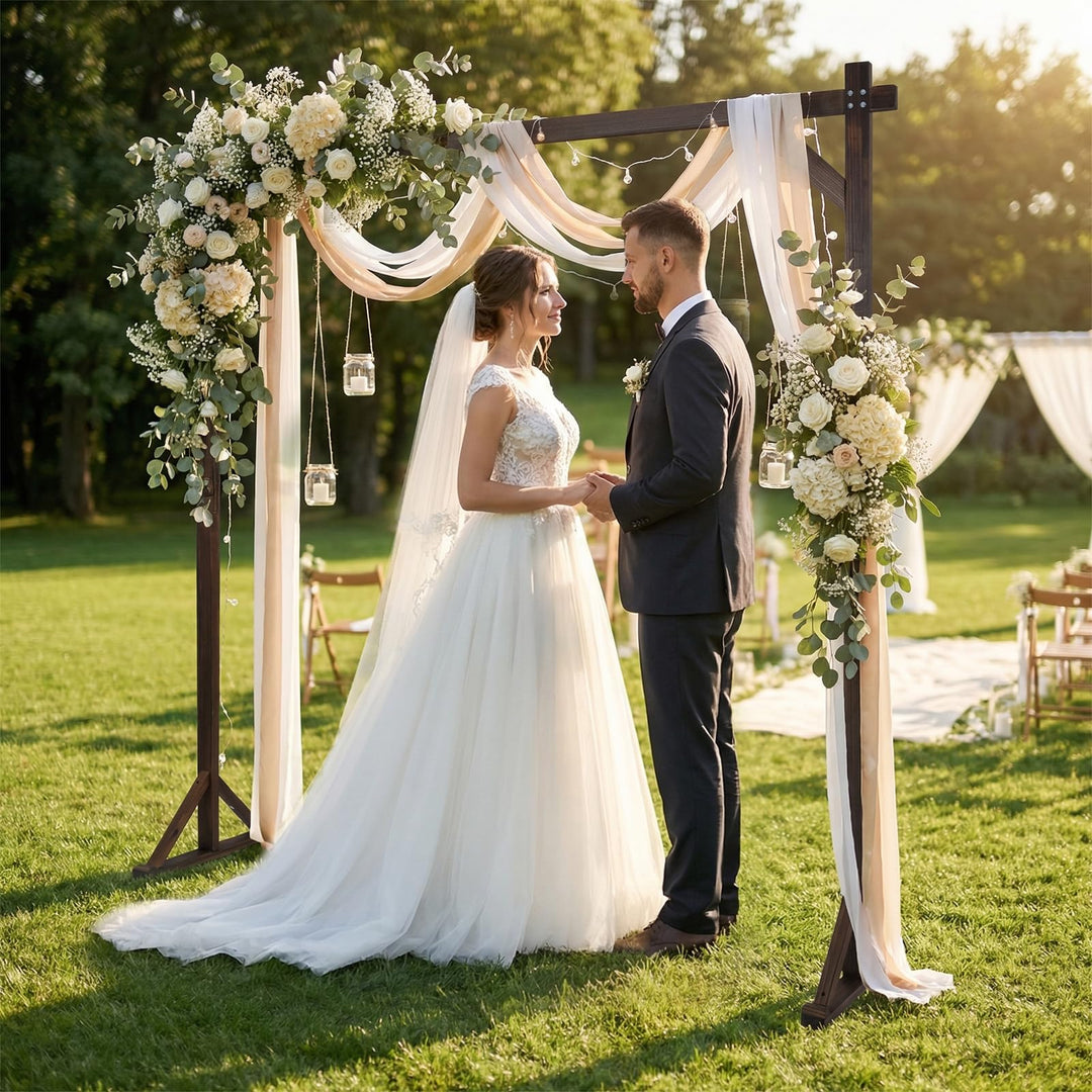 Giantex 87" Wood Wedding Arbor Backdrop Stand with Ground Stakes
