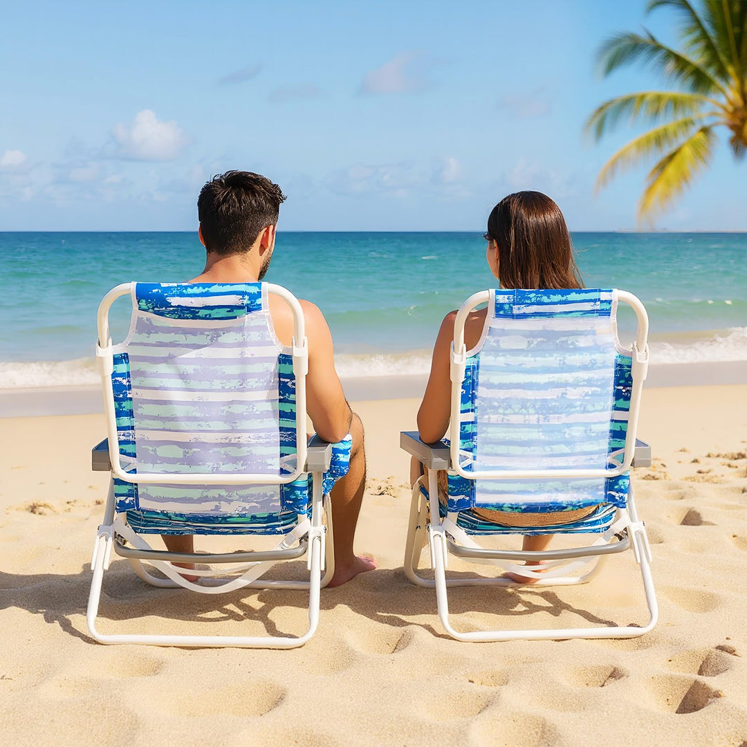 Giantex 2-Pack Folding Camping Chair with 5 Adjustable Positions Head Pillow Towel Bar