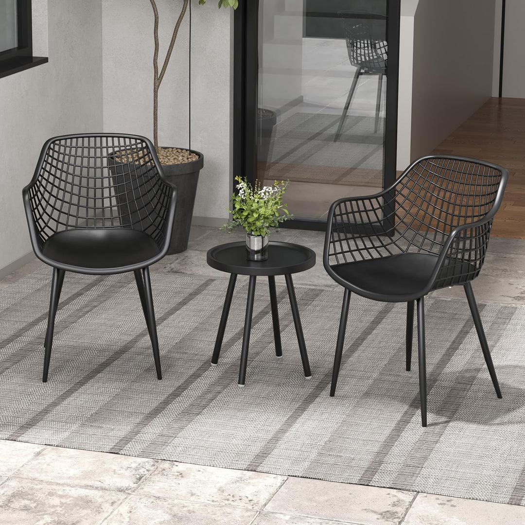 Giantex 3 Piece Patio Furniture Set, Outdoor Bistro Table and Chairs Set of 2, PP Seat & Metal Legs