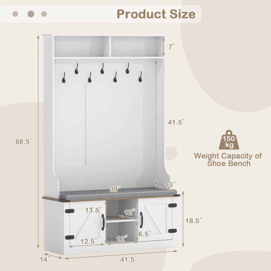 Giantex 4-in-1 Hall Tree with Bench and Shoe Storage 68.5" Tall Coat Rack