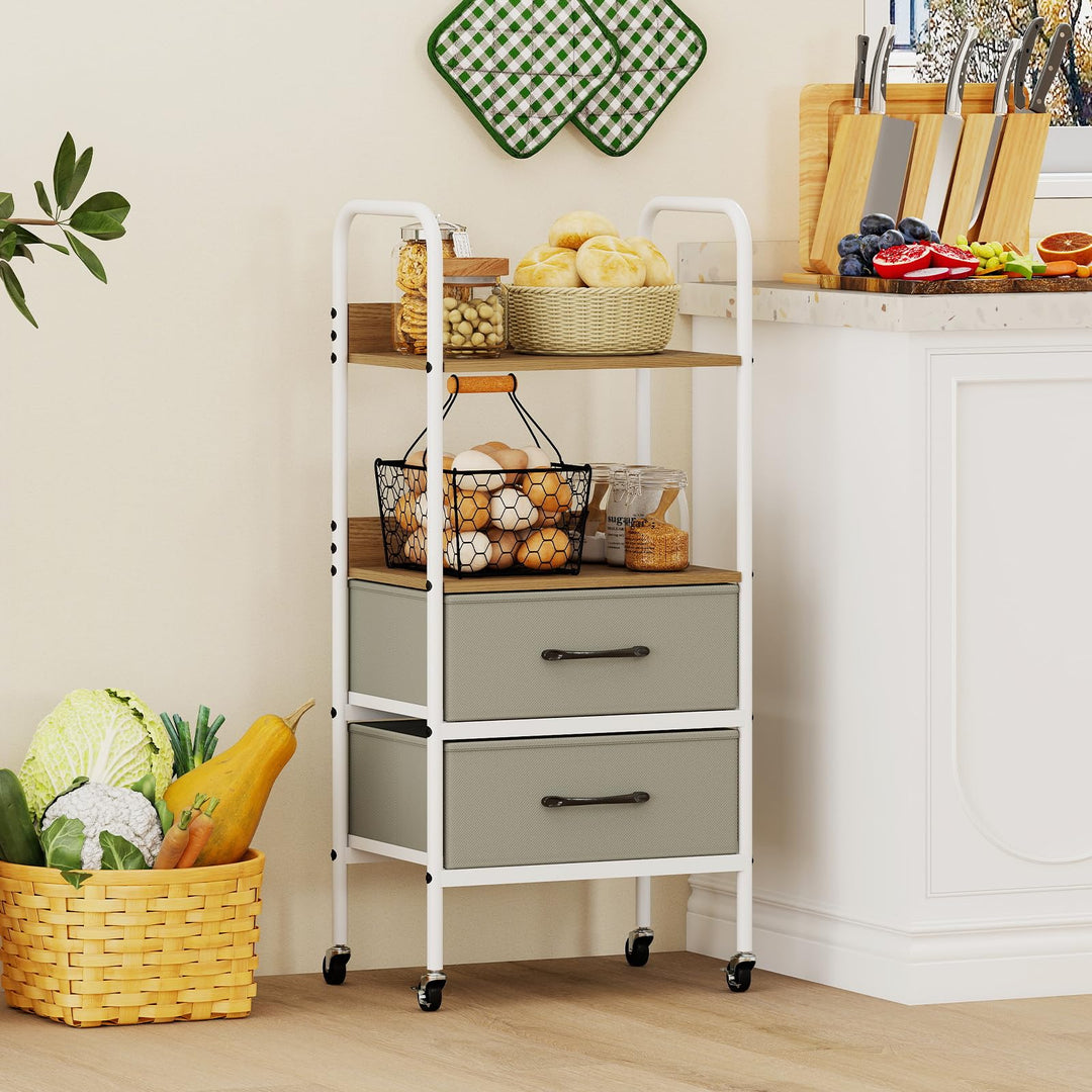 Giantex Utility Rolling Cart with Foldable Fabric Drawers