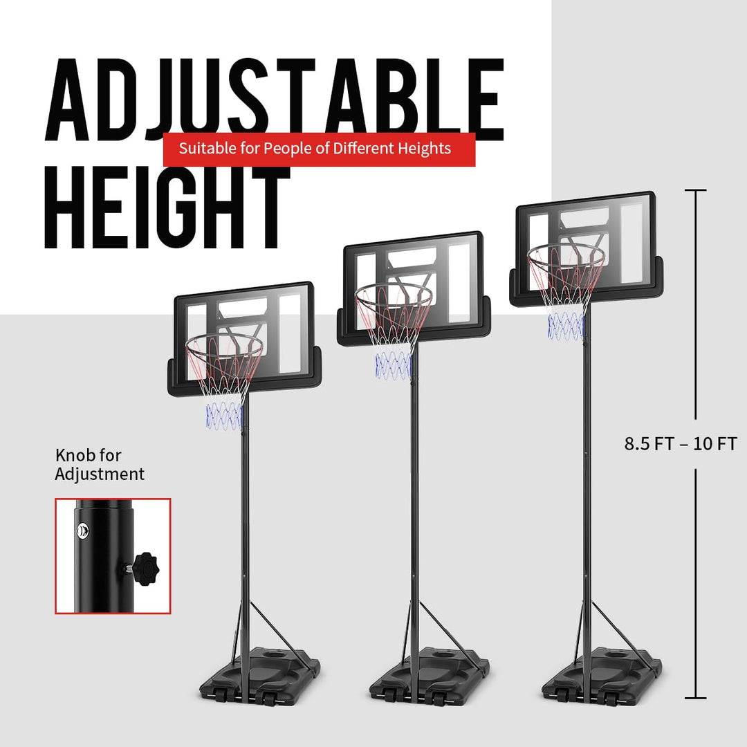 Giantex Portable Basketball Hoop, Height Adjustable 8.5-10 Ft with 39 Inch Backboard, Sandbag