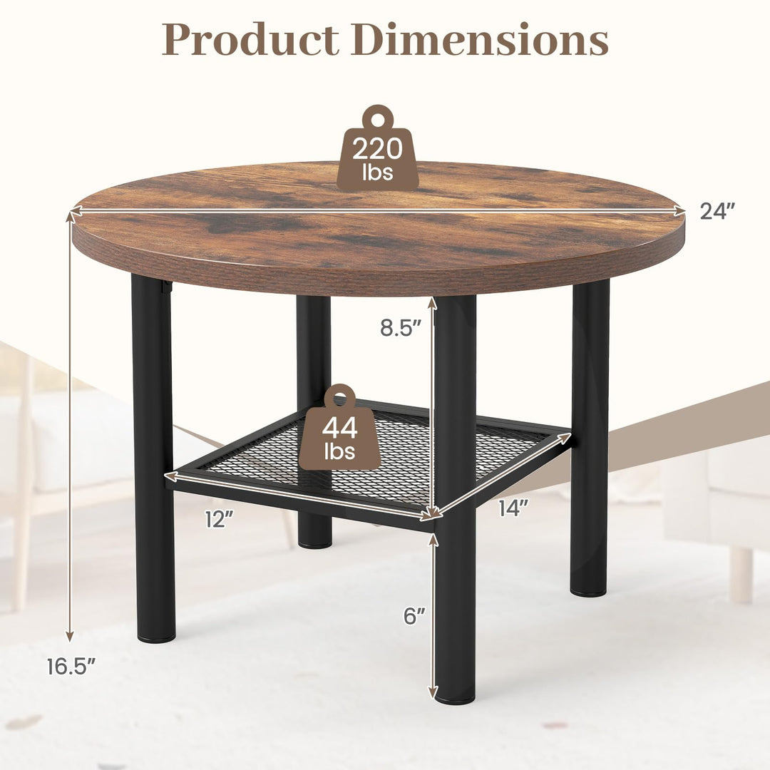 GIANTEX 24" Small Round Coffee Table with Storage