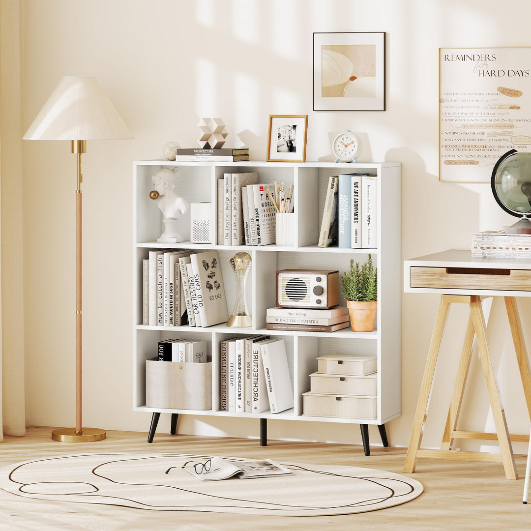Giantex 3 Tier Modern Bookshelf with 5 Metal Legs for Living Room