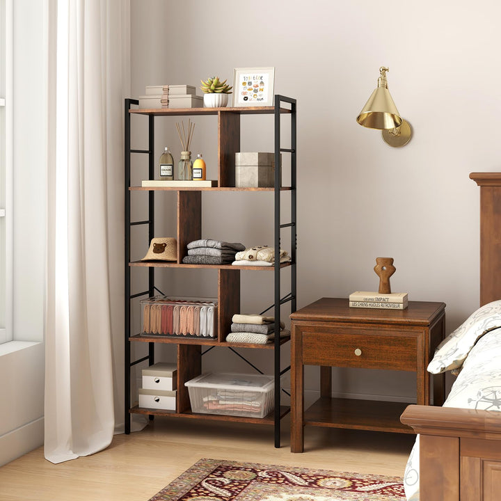 Giantex 5-Tier Tall Bookshelf 61" Industrial Bookcase w/Metal Frame