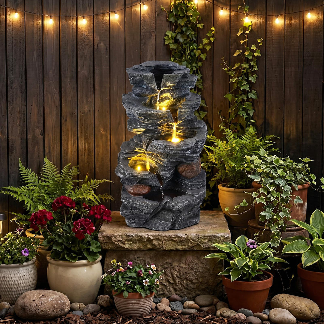 Giantex 5-Tier Water Fountain Outdoor for Patio