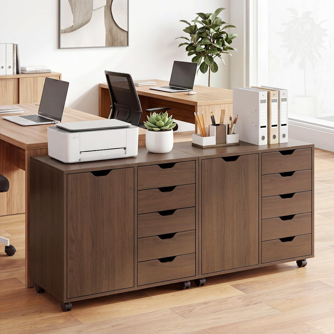 Giantex 5 Drawer Storage Cabinet on Wheels with Adjustable Shelf