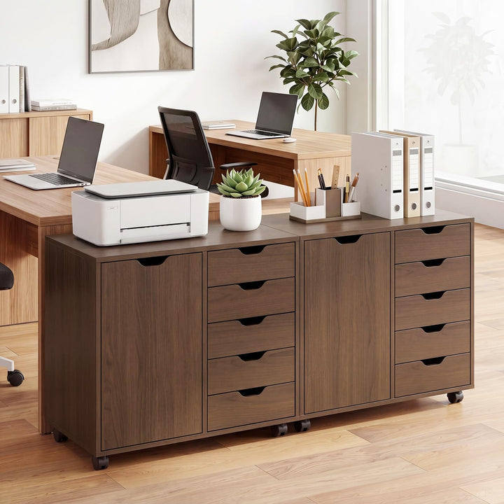 Giantex 5 Drawer Storage Cabinet on Wheels with Adjustable Shelf