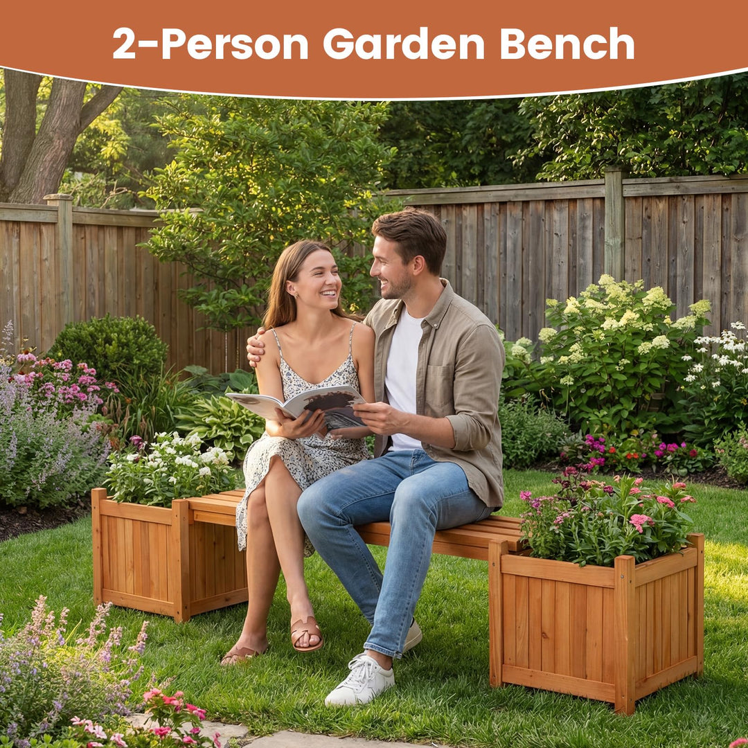 Giantex 2/4 in 1 Outdoor Bench with 2/4 Raised Garden Beds