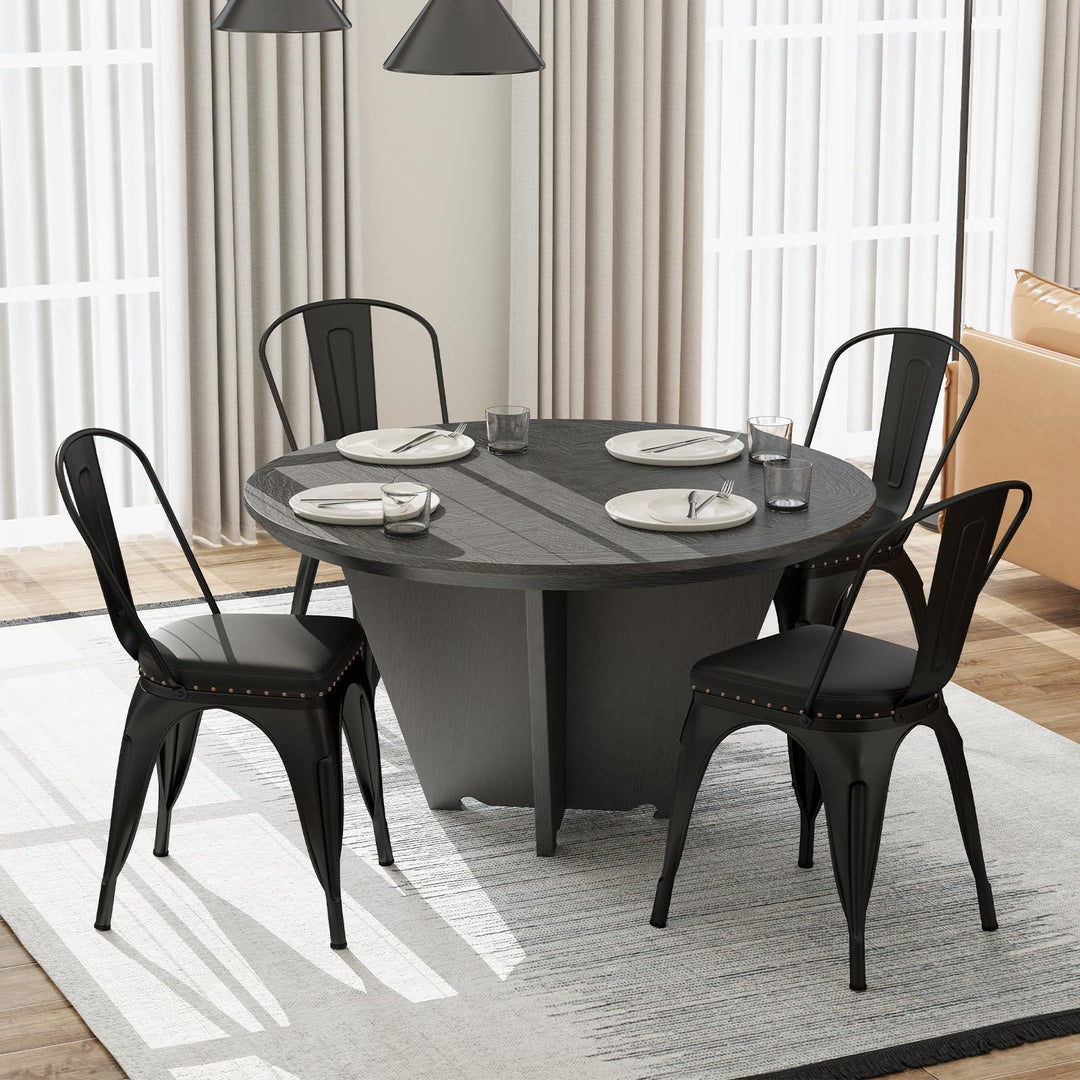 Giantex Metal Dining Chairs Set of 4 with Detachable Backrest & PU Leather Padded Seat