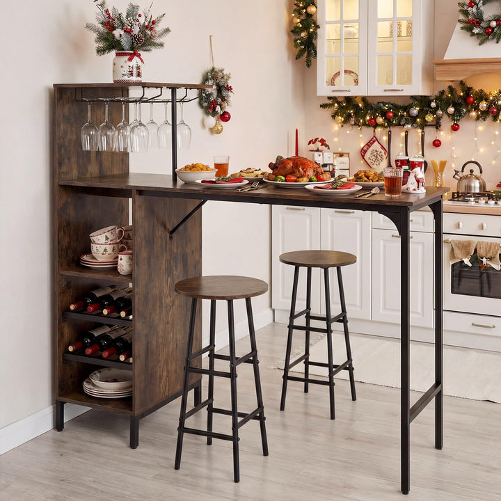 Giantex 3 Pieces Bar Table and Stools Set for Home