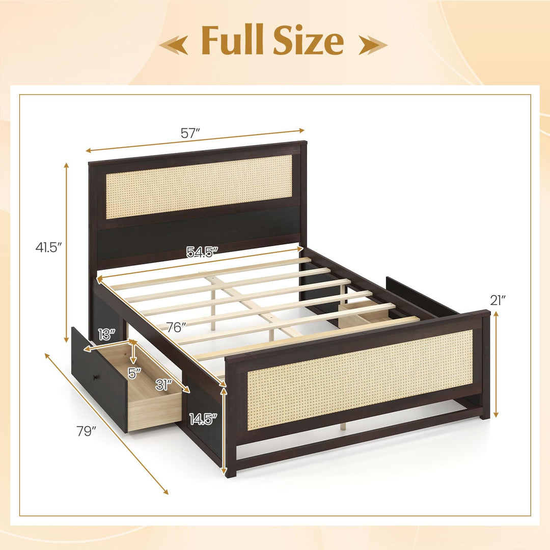 Giantex Full Size Bed Frame with 2 Storage Drawers
