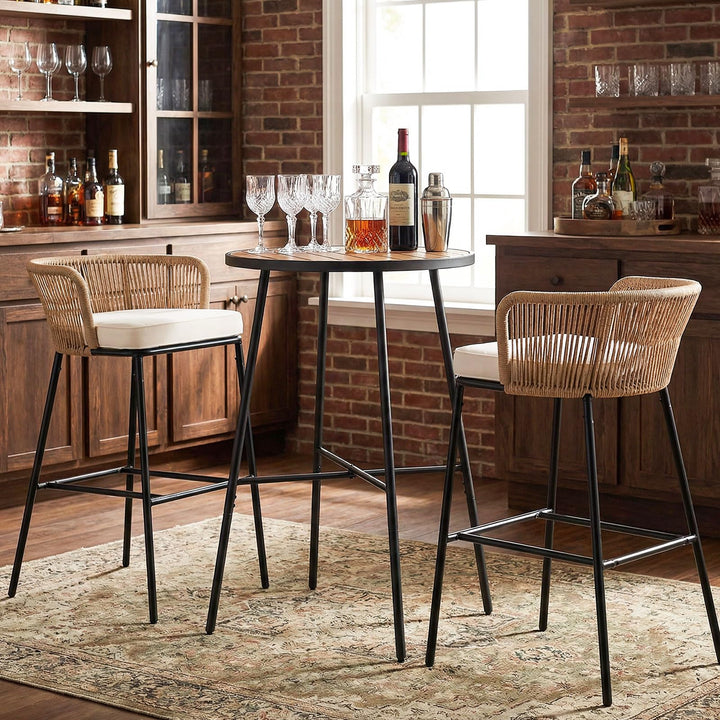 Giantex 41-inches Patio Bar Table Acacia Wood Pub Table