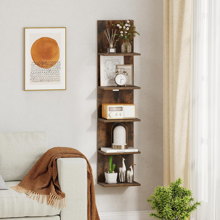 Giantex 5-Tier Wall Mounted Shelf Unit with Wood Grain