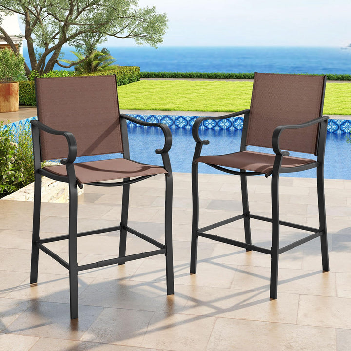 Giantex Counter Height Tall Patio Chairs with Breathable Mesh Fabric & Metal Frame