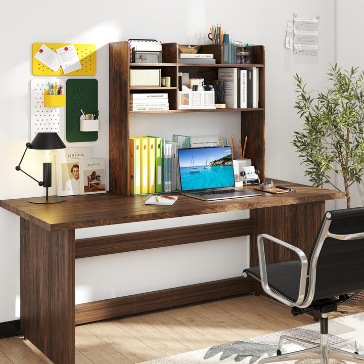 Giantex Desktop Bookshelf, 37" Desk Hutch Dorm for Computer Up to 32 Inch