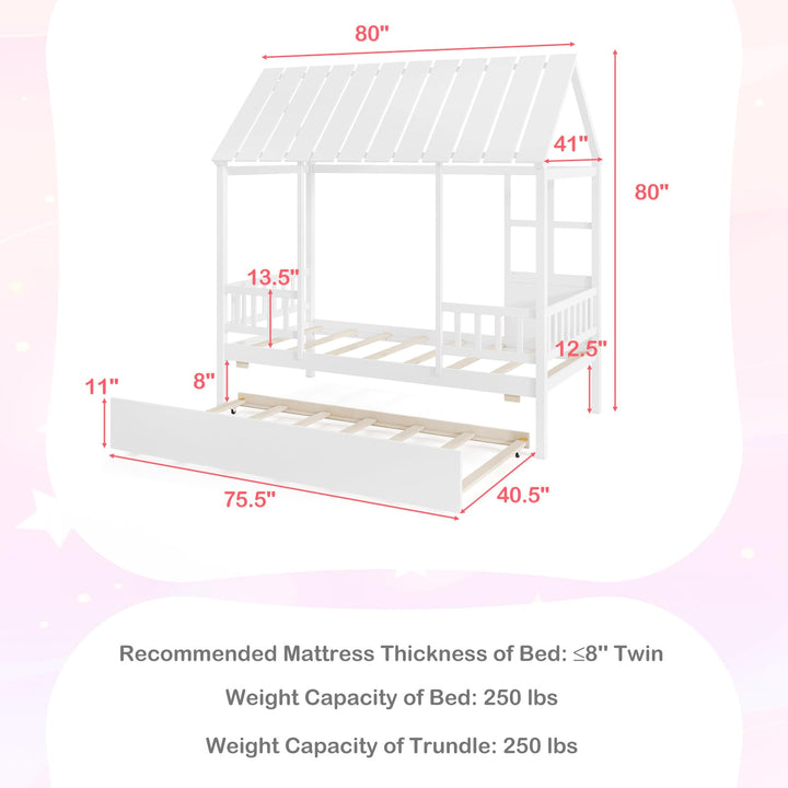 Giantex Twin House Bed with Trundle Bed Twin