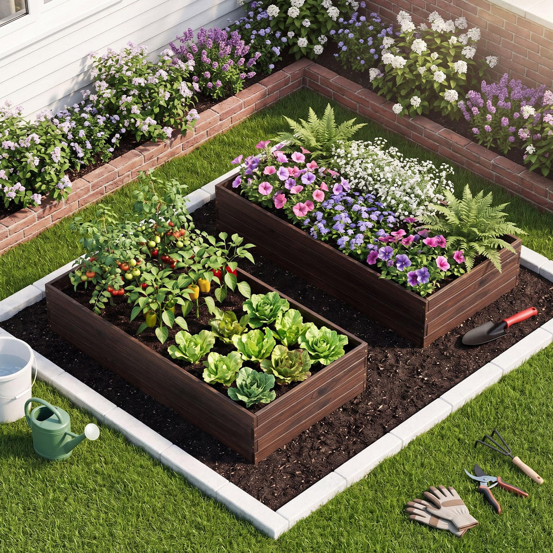 Giantex 45" x 23" Fir Wood Raised Garden Bed (1/2)