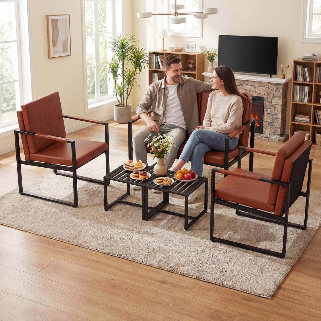 Giantex Set of 2 Mid Century Modern Single Sofa Chairs with Cushions