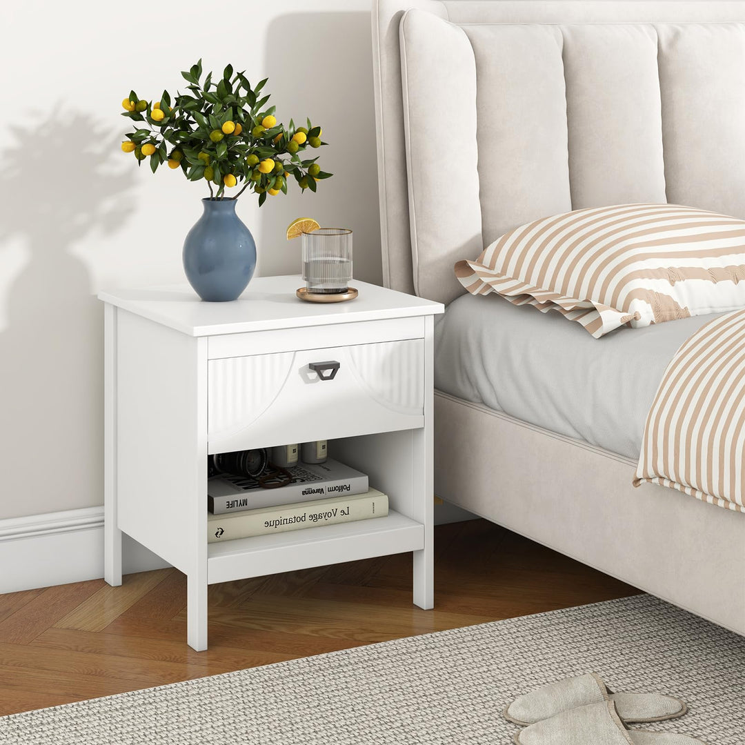 Giantex Modern Nightstand with Drawer for Bedroom Small Place